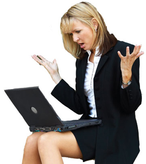 woman with computer stress